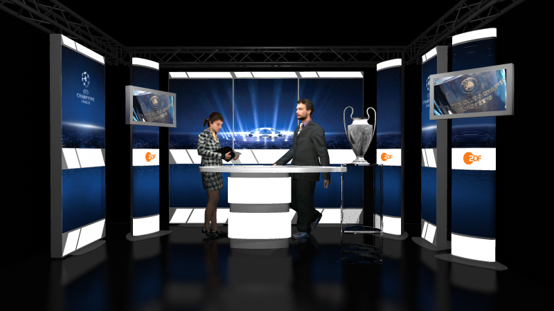 ZDF Champions League Studio Set 3D visualization